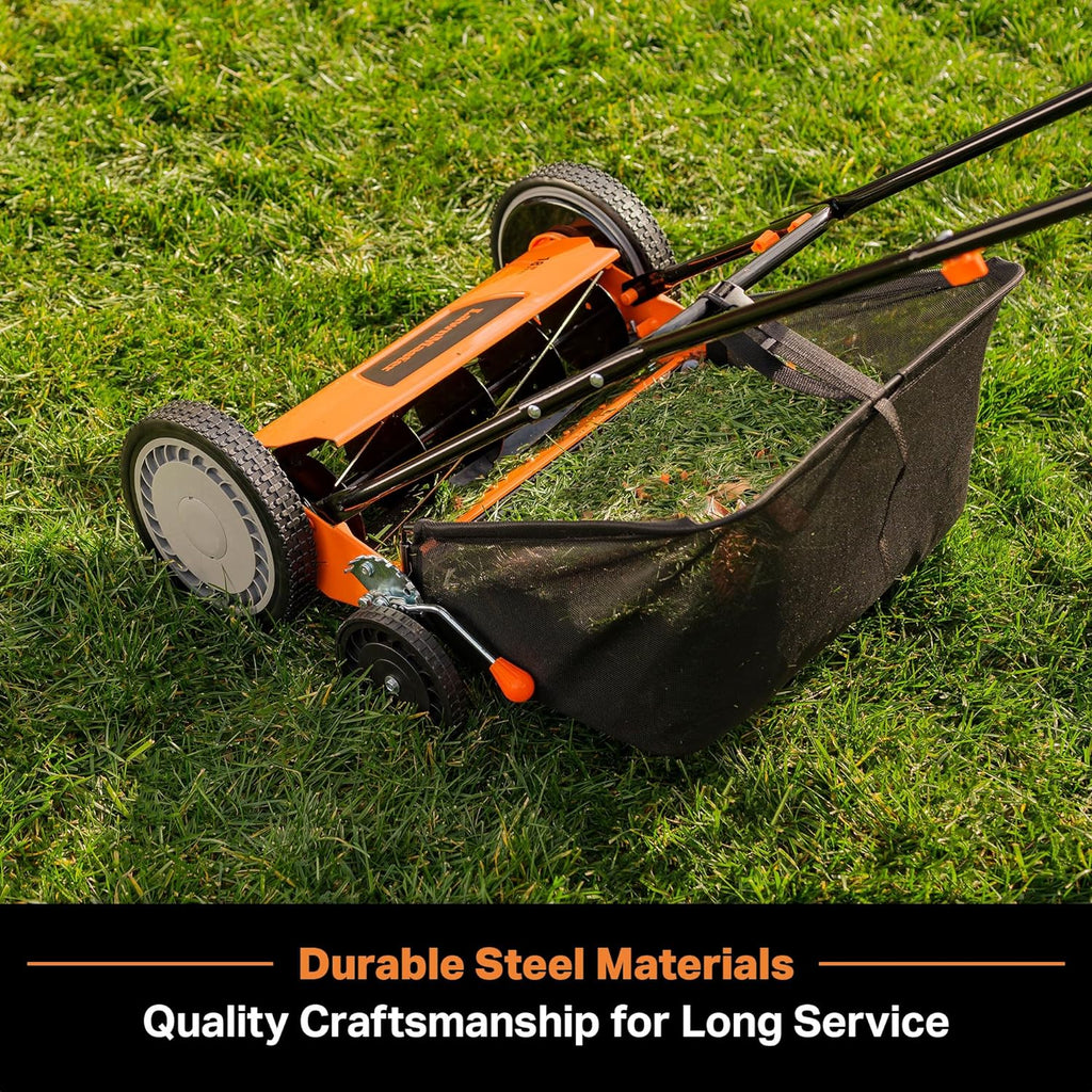 LawnMaster LMRM1801 Push Reel Lawn Mower 18-Inch 5-Blade