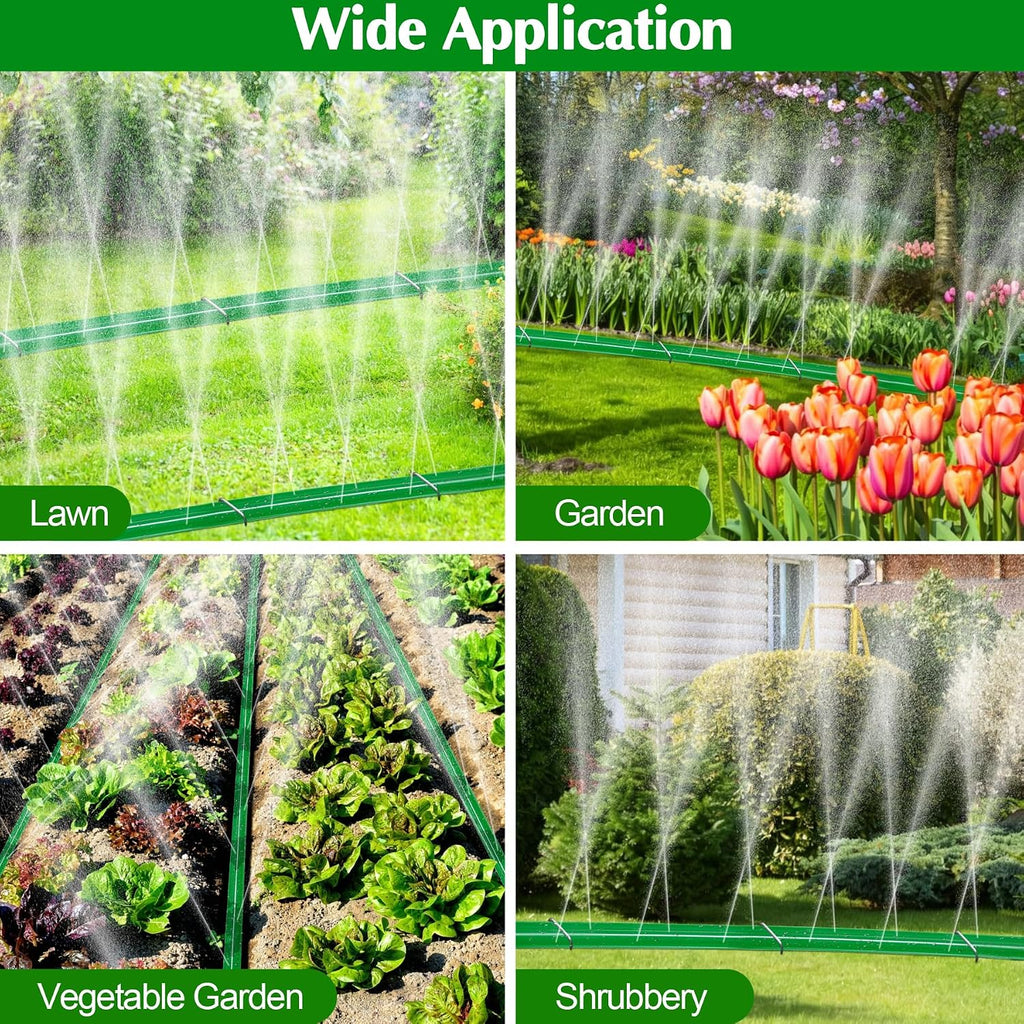 Sprinkler Hose with Holes, 100FT (50FT x 2) Heavy Duty Flat Soaker Hoses, Watering Garden Drip Irrigation Hose –