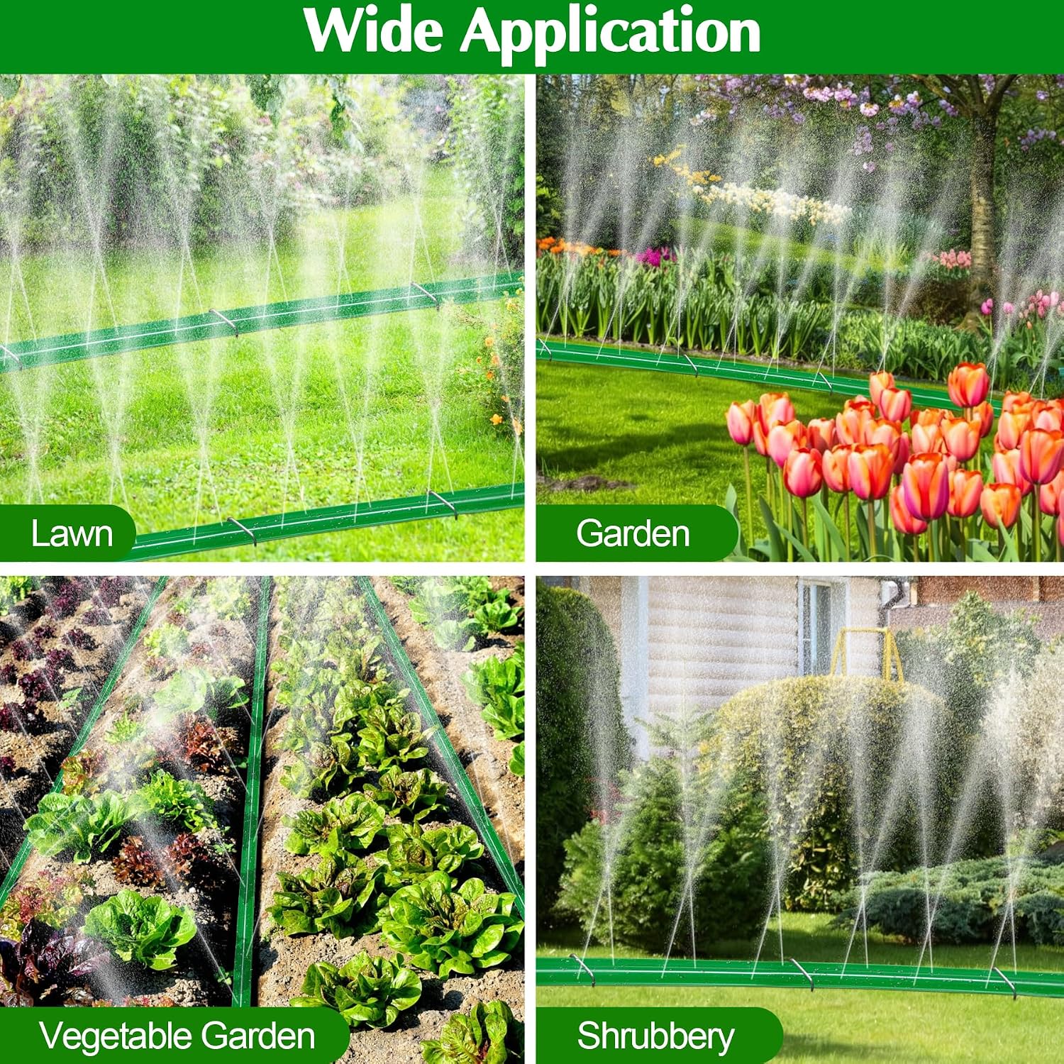 Sprinkler Hose with Holes, 100FT (50FT x 2) Heavy Duty Flat Soaker Hoses, Watering Garden Drip Irrigation Hose –