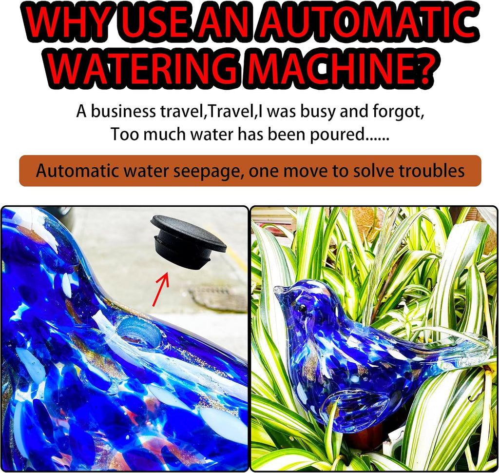 Glass Bird Shaped Plant Watering Ball Glass Automatic Watering Ball Flower Pot Insertion Spike Drip Irrigation Device