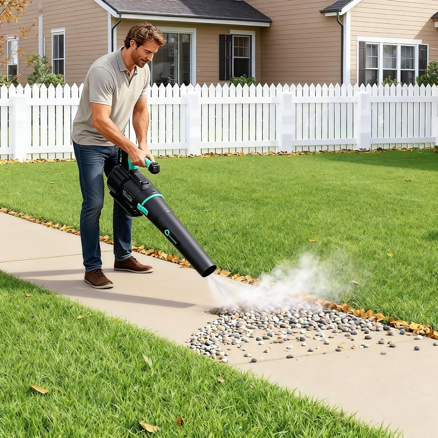 Garvee Brushless Leaf Blower Cordless- 20V Electric Leaf Blower & 2 Speed * 4.0Ah Battery Powered, 1*Charger Leaf