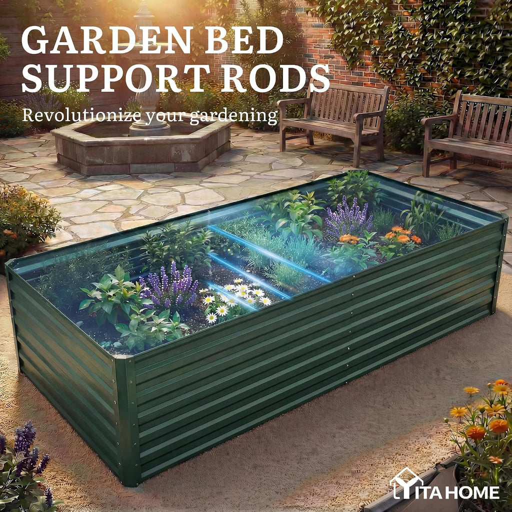 YITAHOME 6x3x2ft Galvanized Raised Garden Bed, Metal Planter Box with Safety Rubber, Gloves, Outdoor Flower Bed for