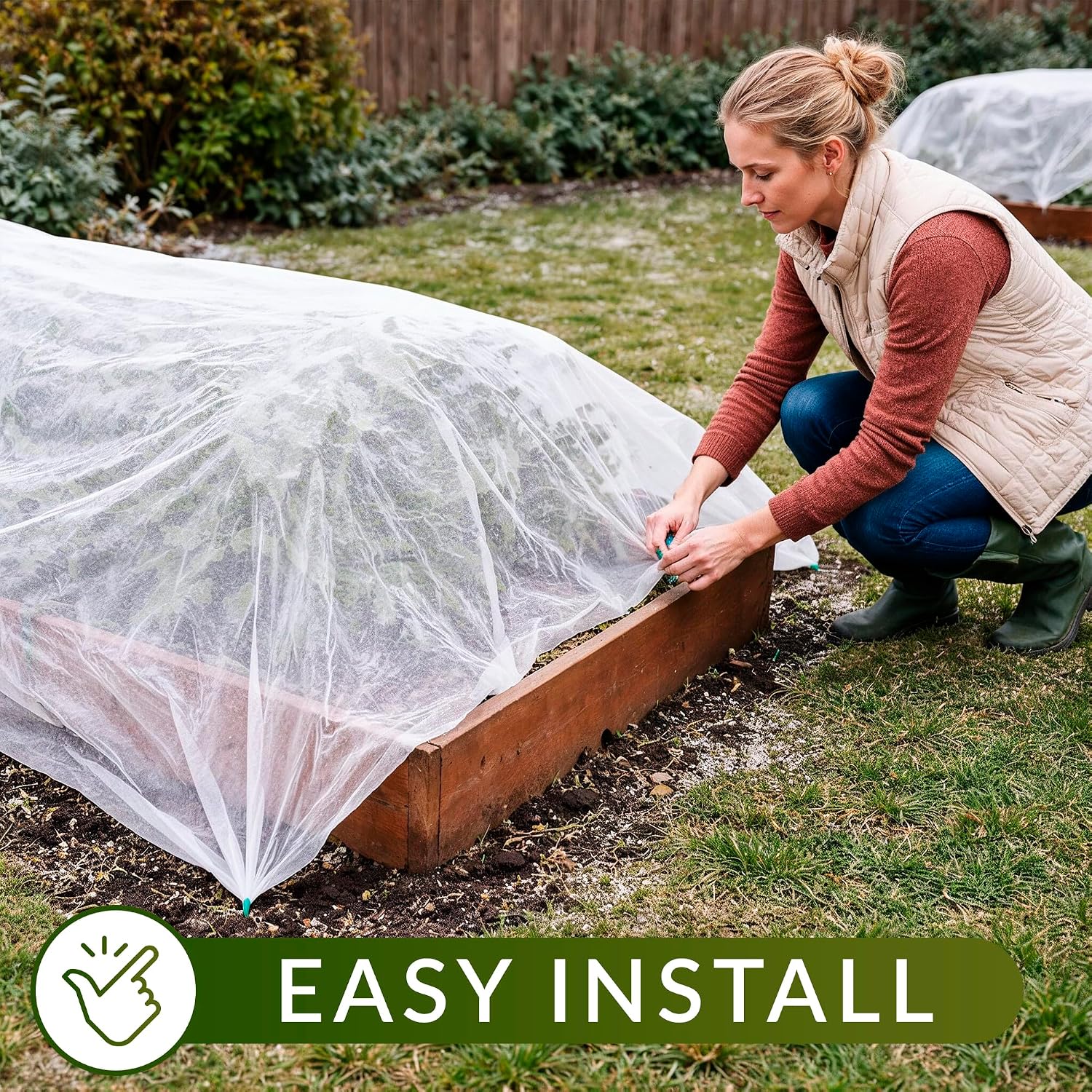 Plant Frost Blanket 10x30 ft, 50 GSM Garden Row Cover Fabric for Freeze Protection, Reusable Winter Plant Cover for
