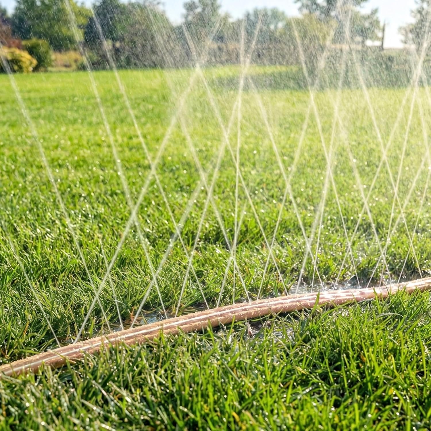 Sprinkler Hose with Holes 50 FT, Flat Sprinkler Soaker Hoses for Garden | 2-in-1 Sprinkler and Soaker Hose, Drip
