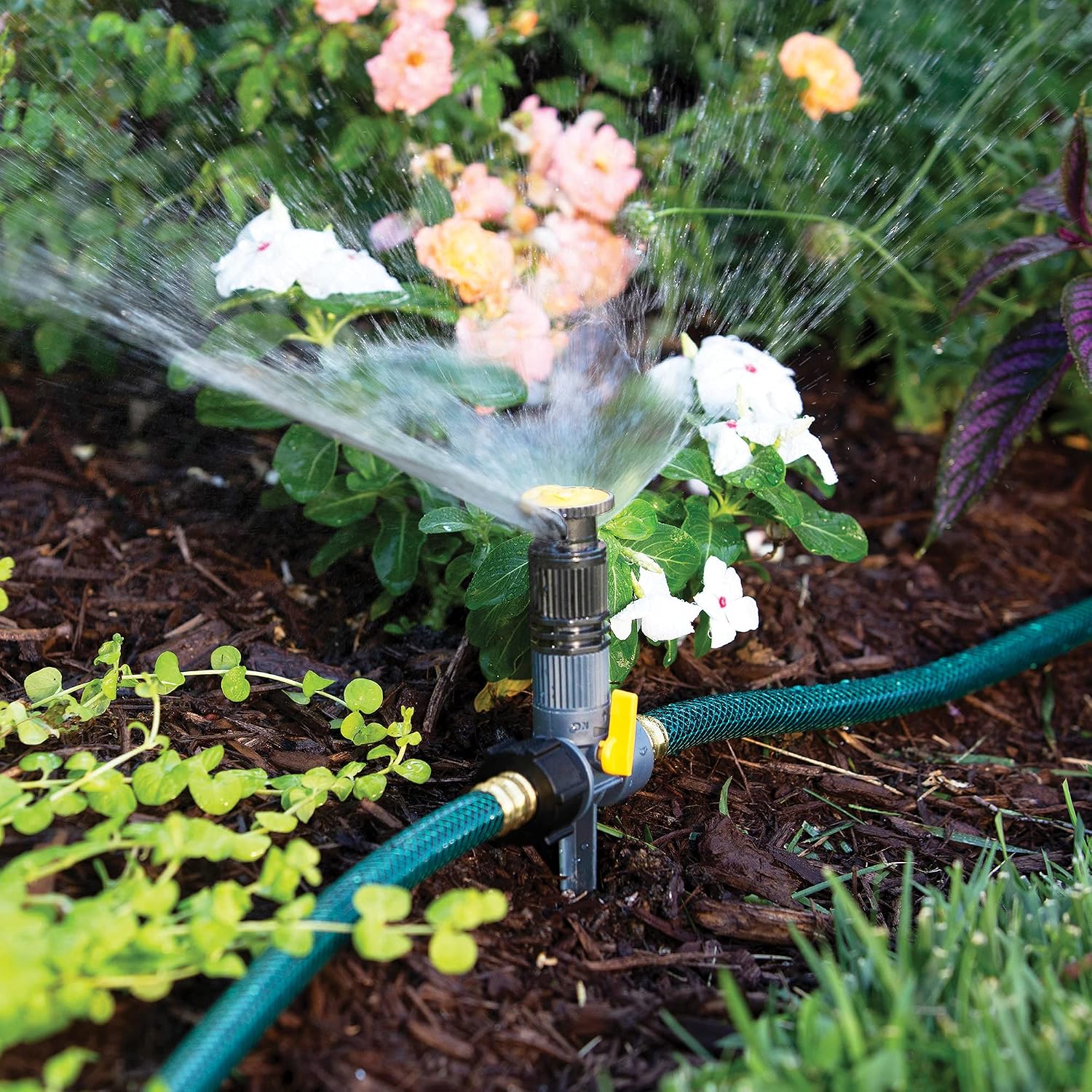 Melnor Multi-Adjustable Watering Set, 1800 Sq Ft: 3 Sprinklers, 2 Hoses | 65191AMZ | Adjustable Angle, Direction &