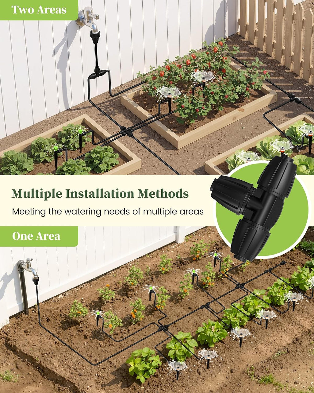 RAINPOINT Drip Irrigation System, Quick-Connect Garden Watering System Kit with Adjustable Emitters for Greenhouse