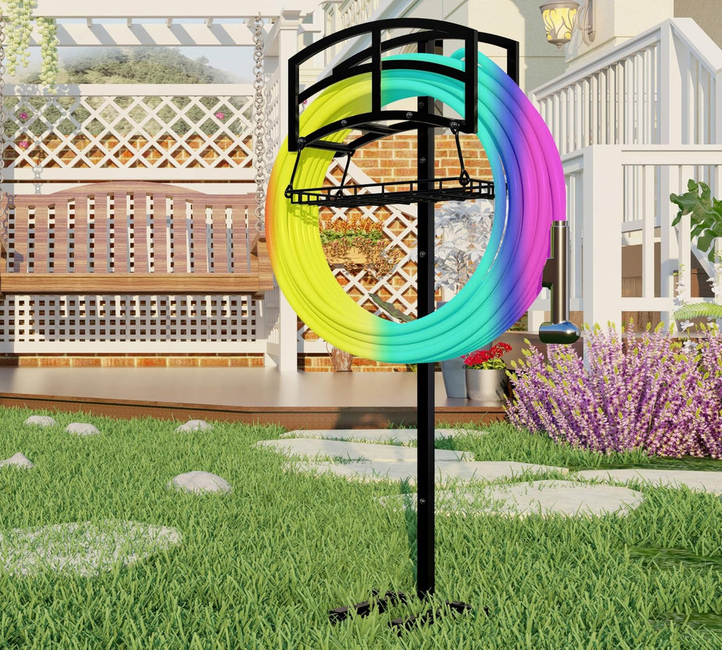 Fire Beauty Stainless Steel Garden Hose Holder for Yard Patio Garage | Stores messy garden hoses neatly outdoors.Sturdy