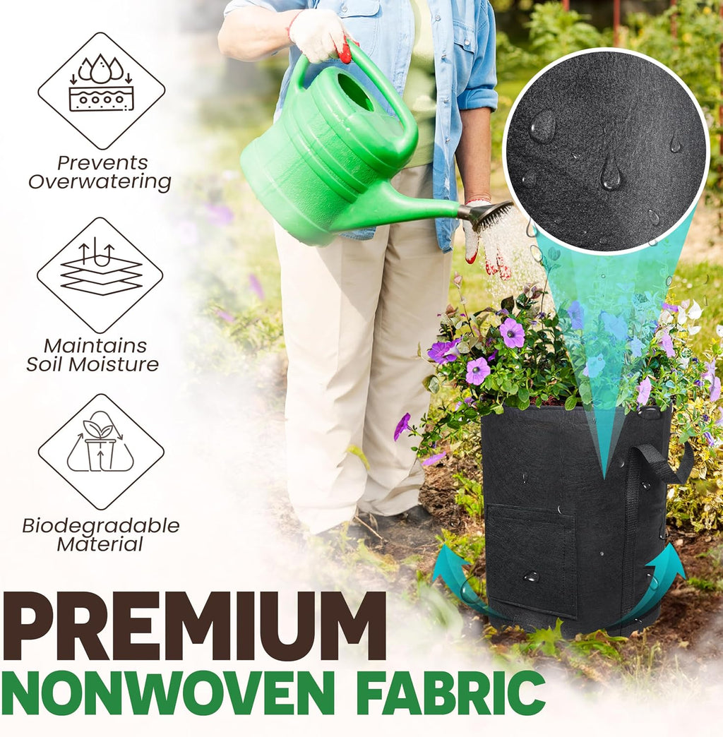 2PCS 20-Gallon Potato Grow Bag-Harvest & Visible Window Garden Planting Bag | Black Plant Grow Bag with Reinforced