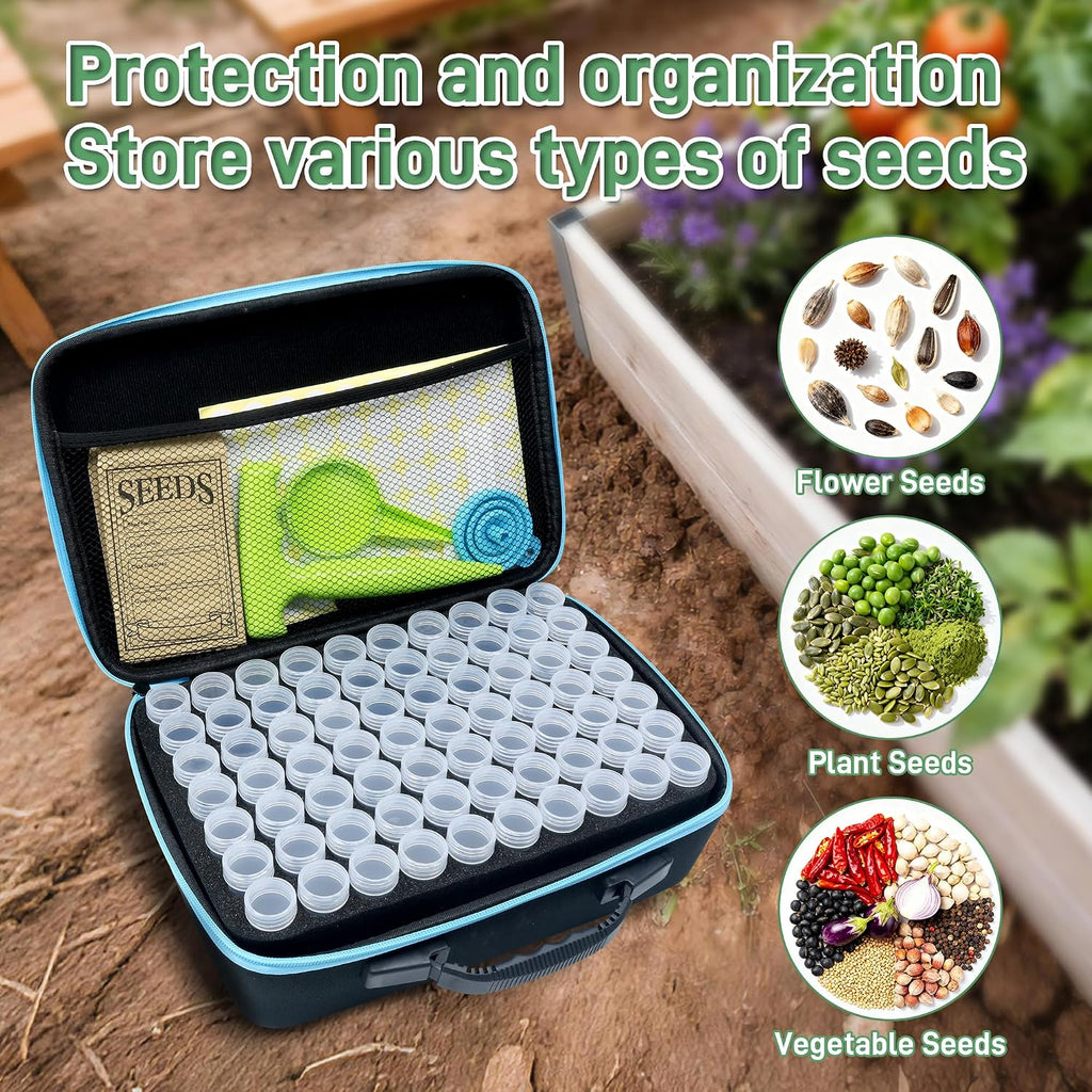 Seed Storage Organizer, 140 Slots Seed Storage Box with 20 Envelopes | Waterproof EVA Seed Storage with 20