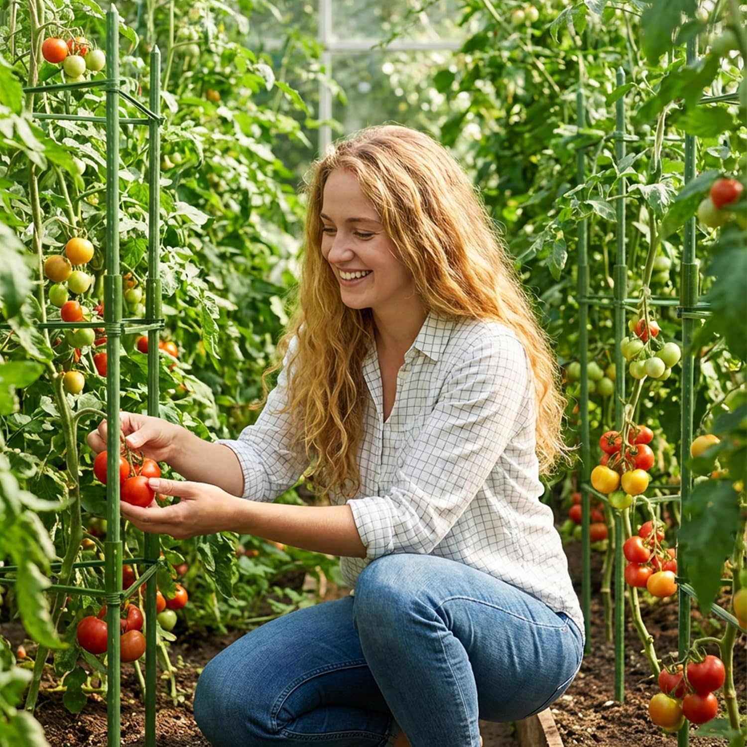 EWPJDK 6-Pack Tomato Cage for Garden Plant Support 48 INCH Garden Stakes Adjustable Tomato Cage for Climbing Plants