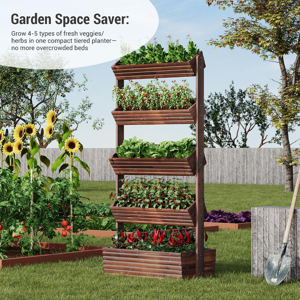 Vertical Wooden Raised Garden Bed Planters Wood Planter Kit Plant Stand Flower Rack Planter Box Gardening Plants Herbs