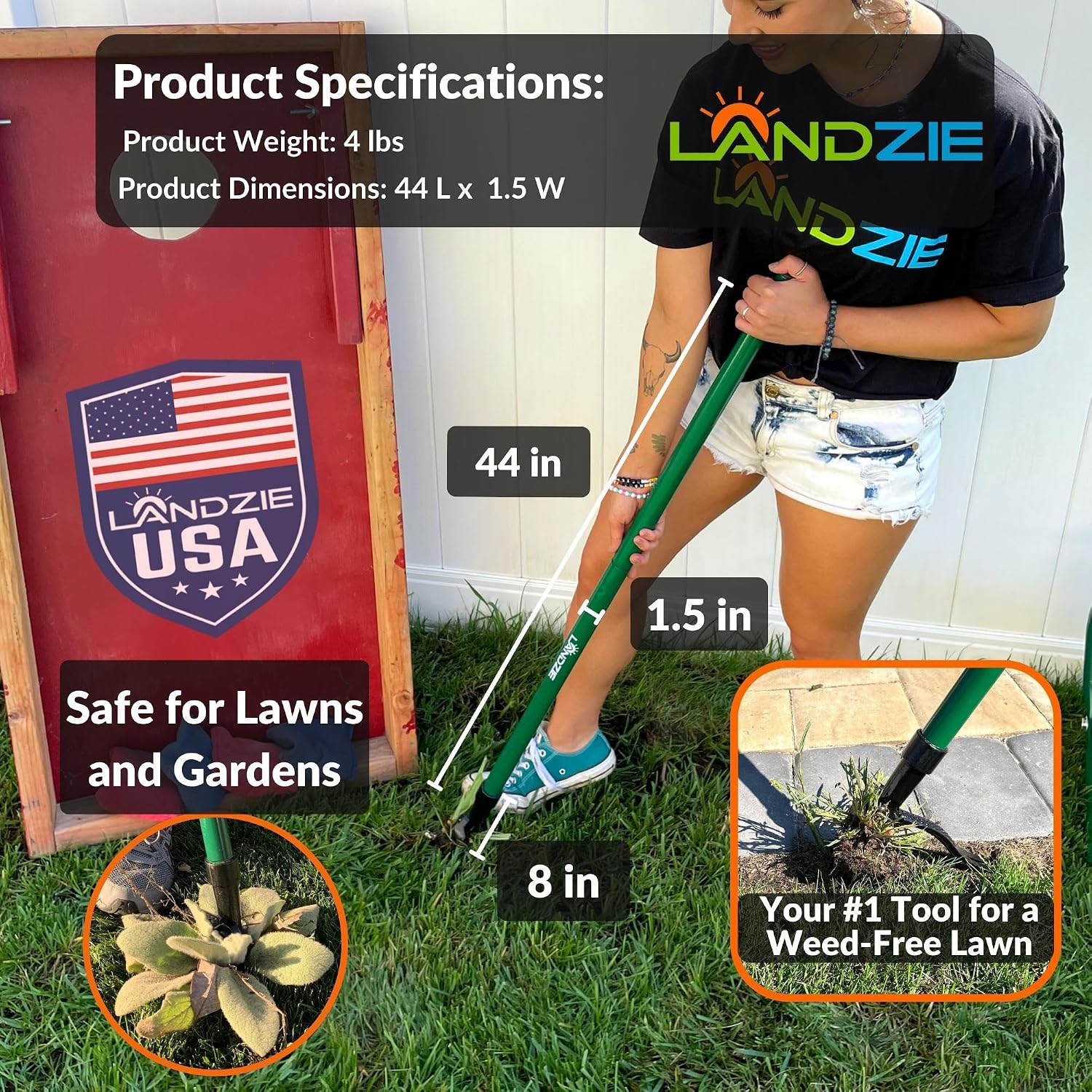 Weeder Weed Puller Tool, 55 Inch Steel Stand Up Weed Puller with Long Handle