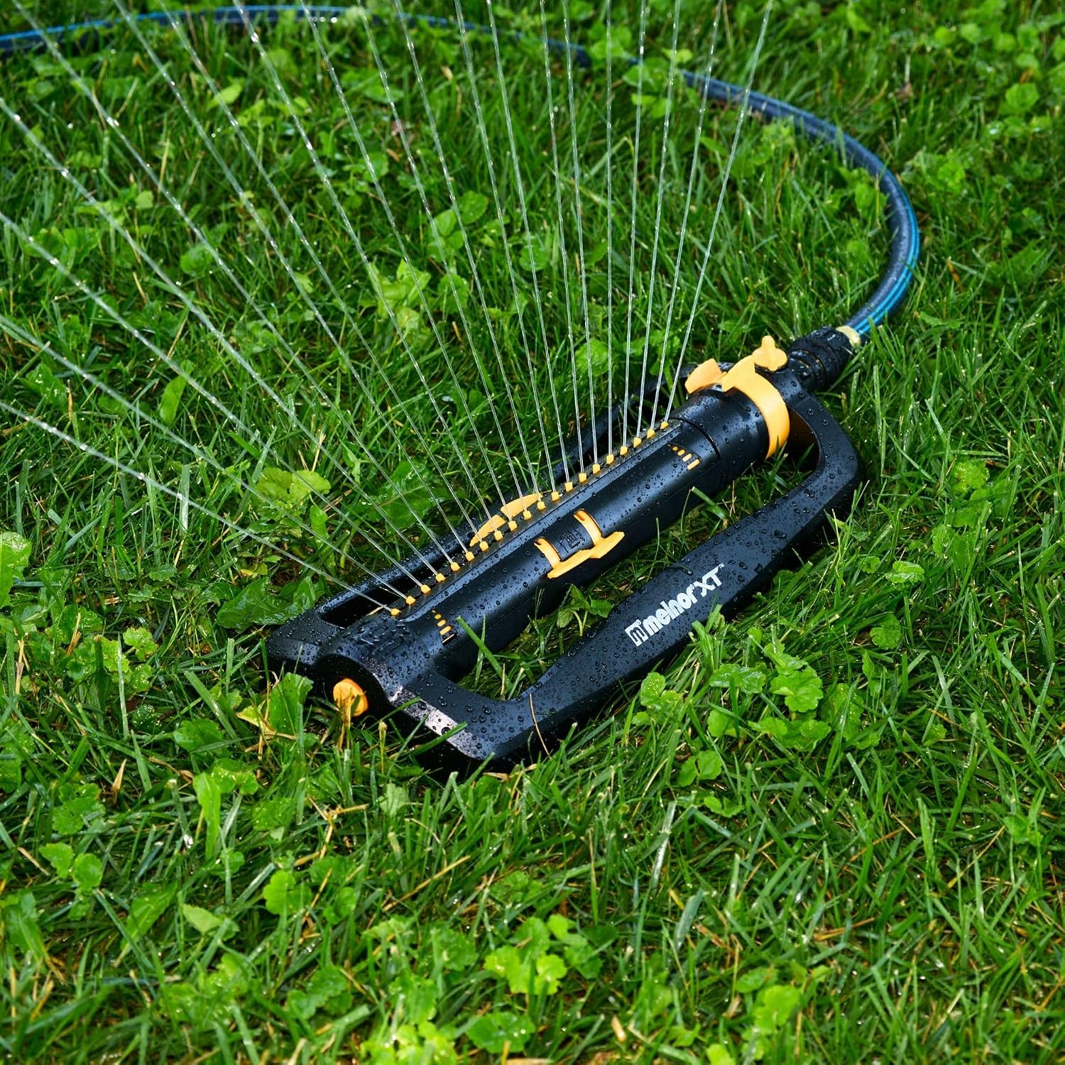 Melnor XT Oscillating Sprinkler, 4500 Sq Ft: Flow, Width & Range Adjust