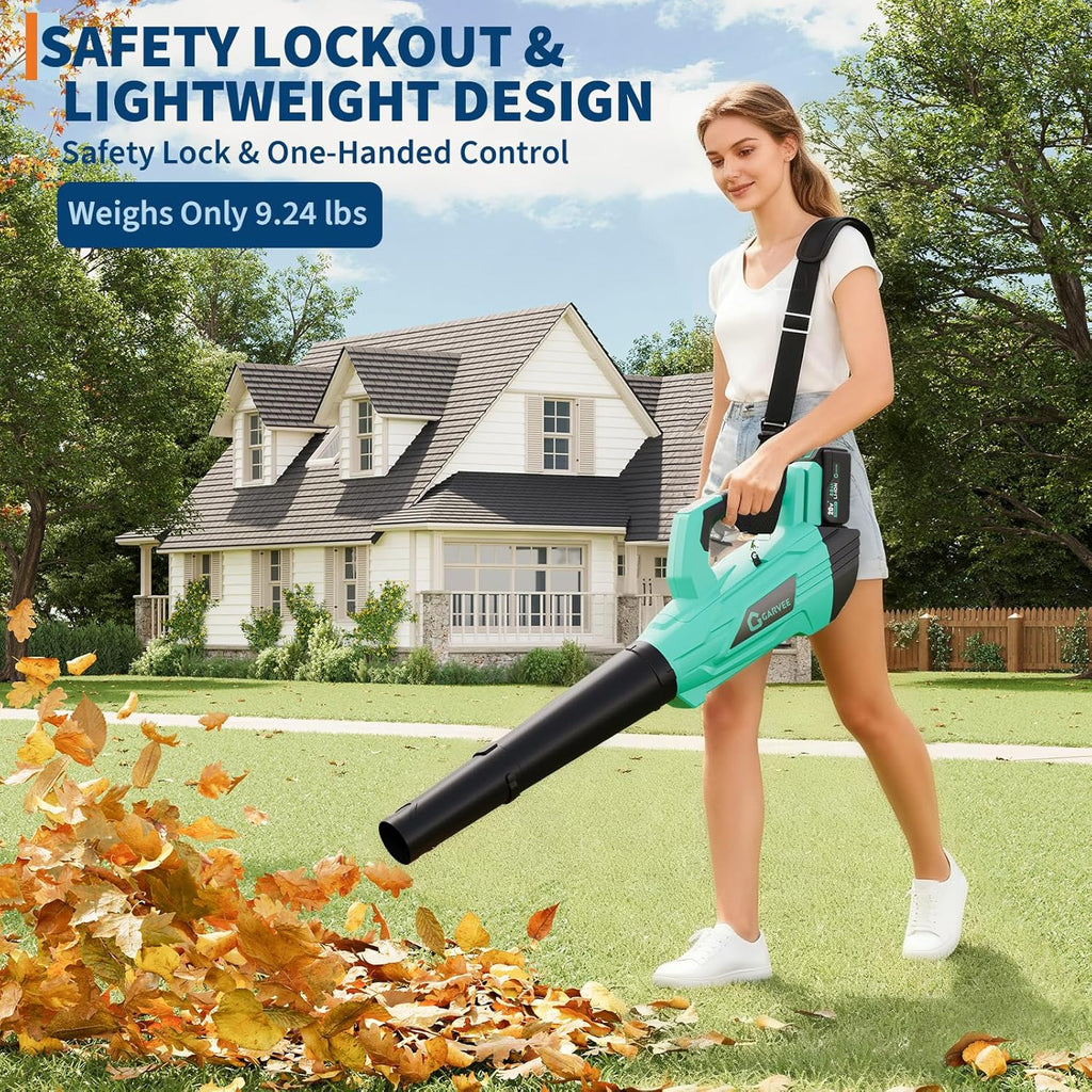 Garvee Leaf Blower Cordless - 750CFM 250MPH Electric Leaf Blower Battery Powered, 20V Blower Wet Leaf & 3-Speed with