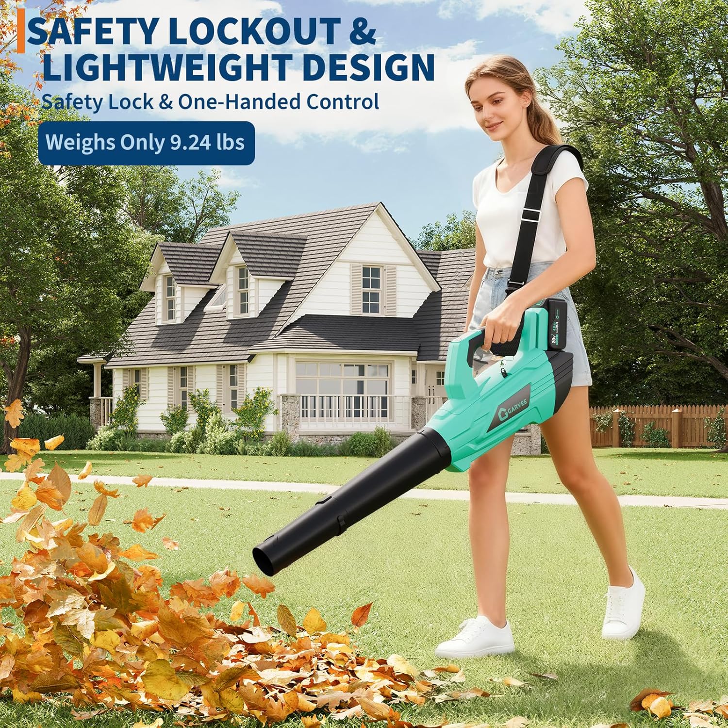 Garvee Leaf Blower Cordless - 750CFM 250MPH Electric Leaf Blower Battery Powered, 20V Blower Wet Leaf & 3-Speed with