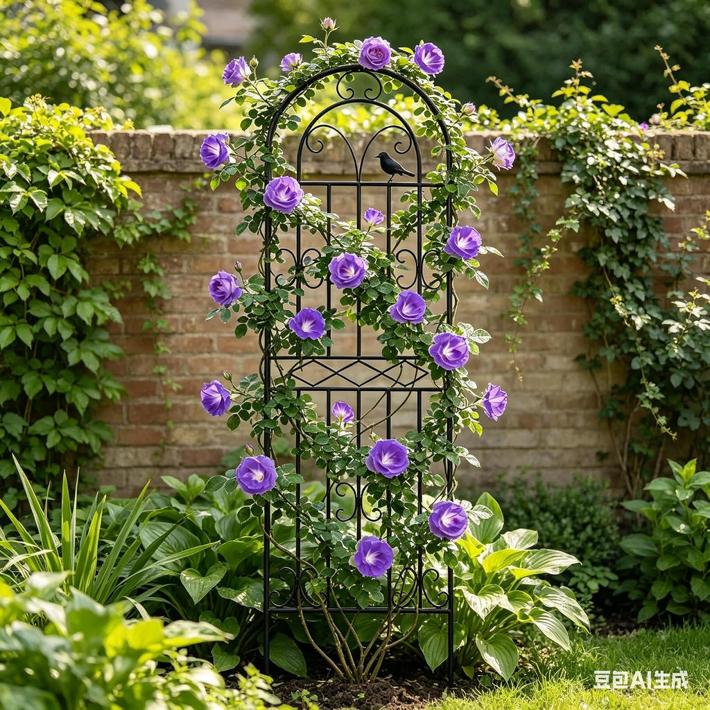 2 Pack 47.2"x19.7" Metal Gardon Trellis for Climbing Plants Outdoor, Black | Rustproof, Heavy Duty, Black Coating Metal