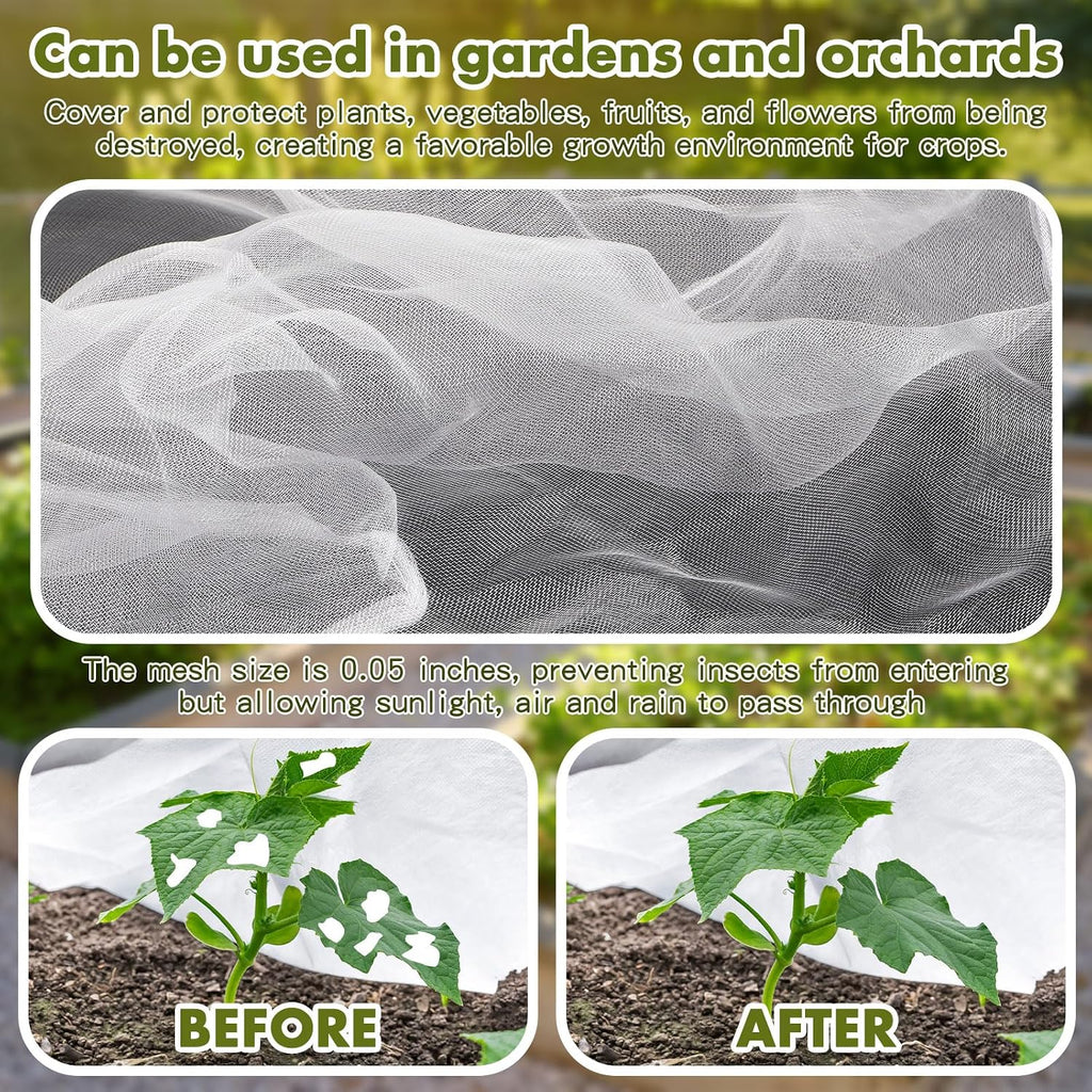 Woanger 3 Pack 8 x 4 x 2 ft Heightening Garden Netting for Raised Beds Plant Covers for Garden Protection Fine Mesh