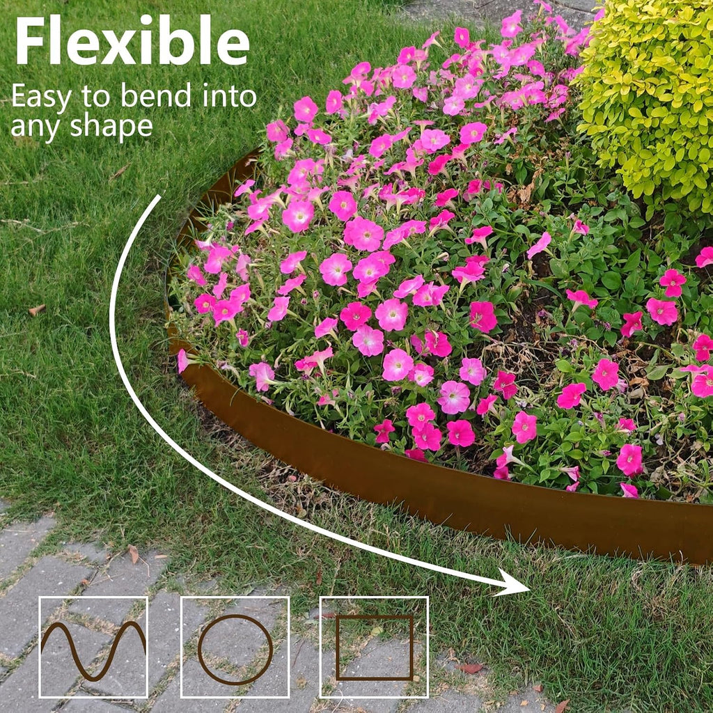 Landscape Edging 4 Inch Tall 40FT with 50Pcs Metal Spikes, Plastic Garden Edging Border Landscape Edging Border Lawn