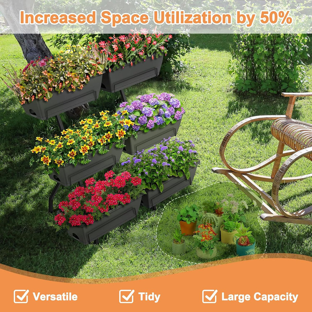 Vertical Raised Garden Bed for Gardening 6 Garden Planter Boxes with Legs | Garden Standing Planter Box with Legs