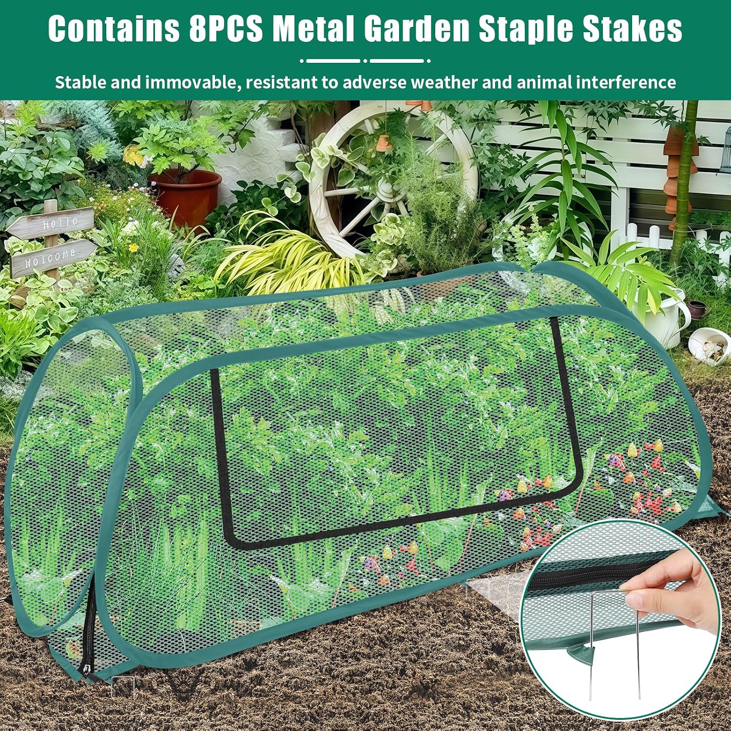 2 Pack Raised Bed Garden Covers, Garden Netting, 30% Sunblock, 45"X22"X16" | Pop Up Mesh Plant Covers, Plant Shade