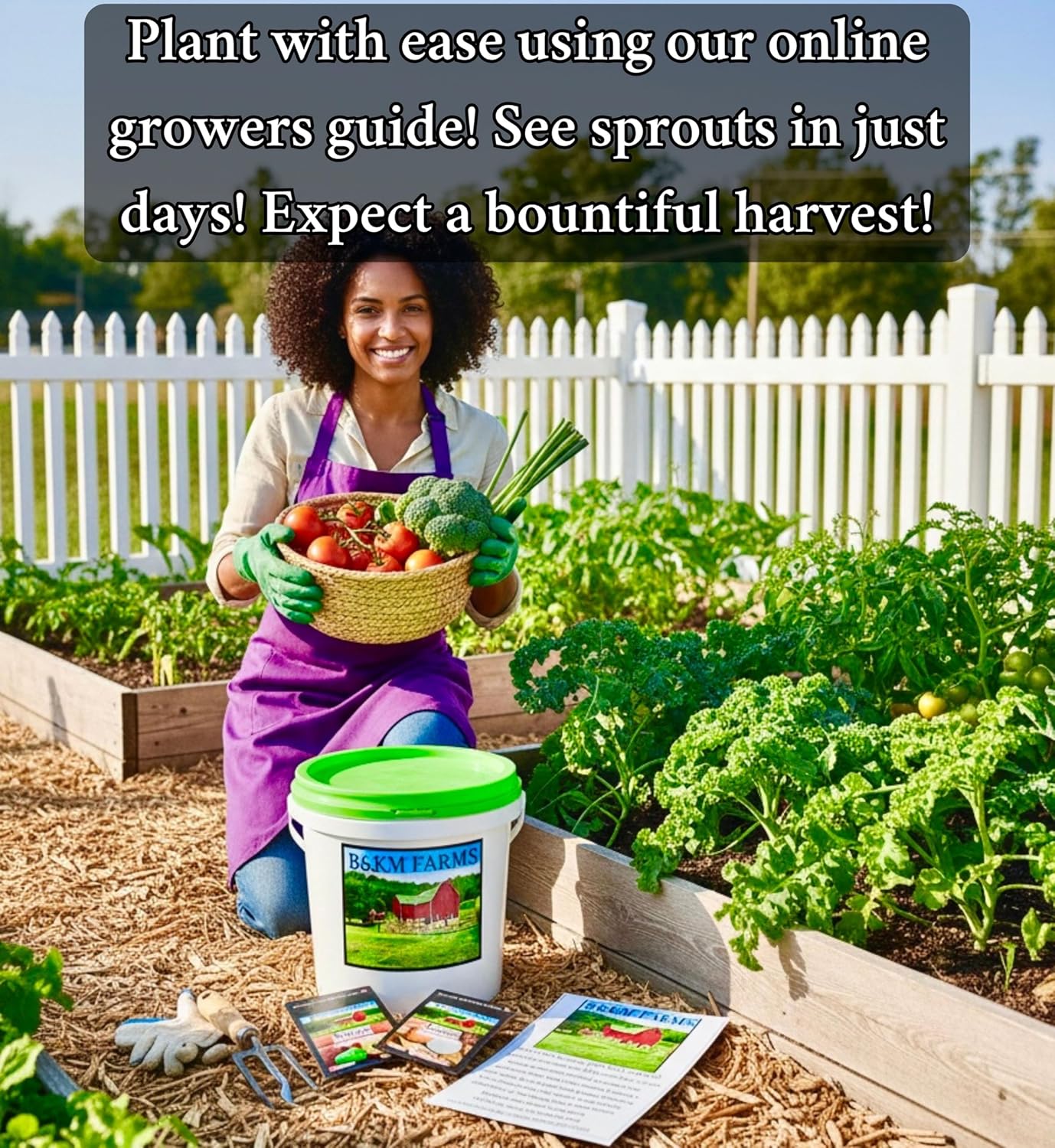 B&KM Farms 46,000+ Non-GMO Heirloom Seed Kit-40 Fruit & Vegetable Variety