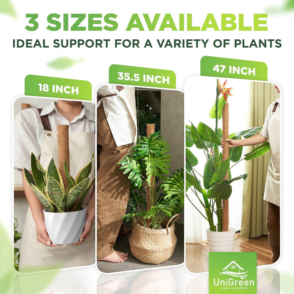 UNIGREEN 2Pack 87'' Large Premium Moss Pole, Coir Totem Poles for Big Indoor Plants, 47'' Moss Sticks for Monstera