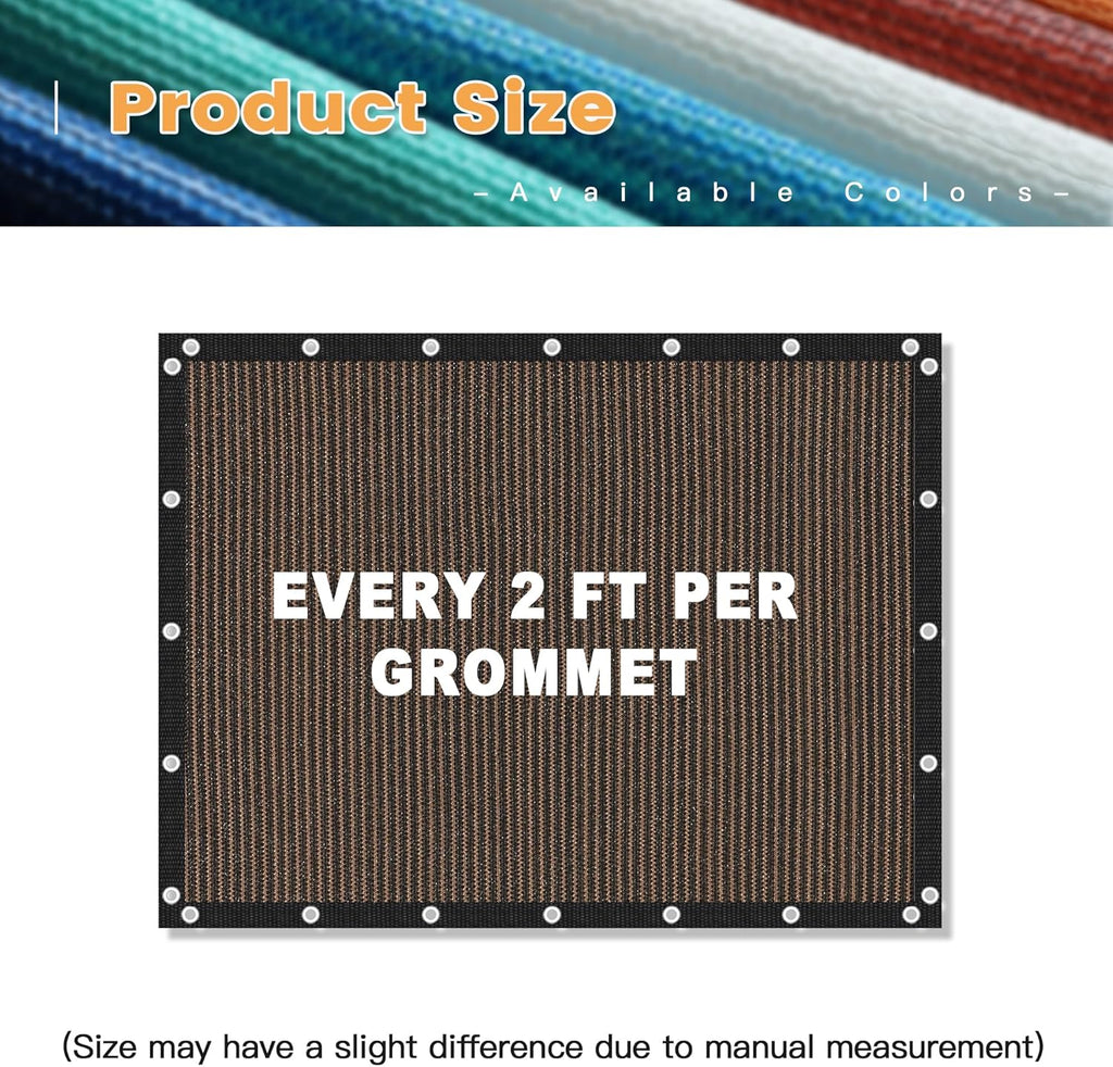 VICLLAX Shade Fabric Sun Shade Cloth Privacy Screen with Grommets for Patio Garden Pergola Cover Canopy 6x10 FT, Mocha