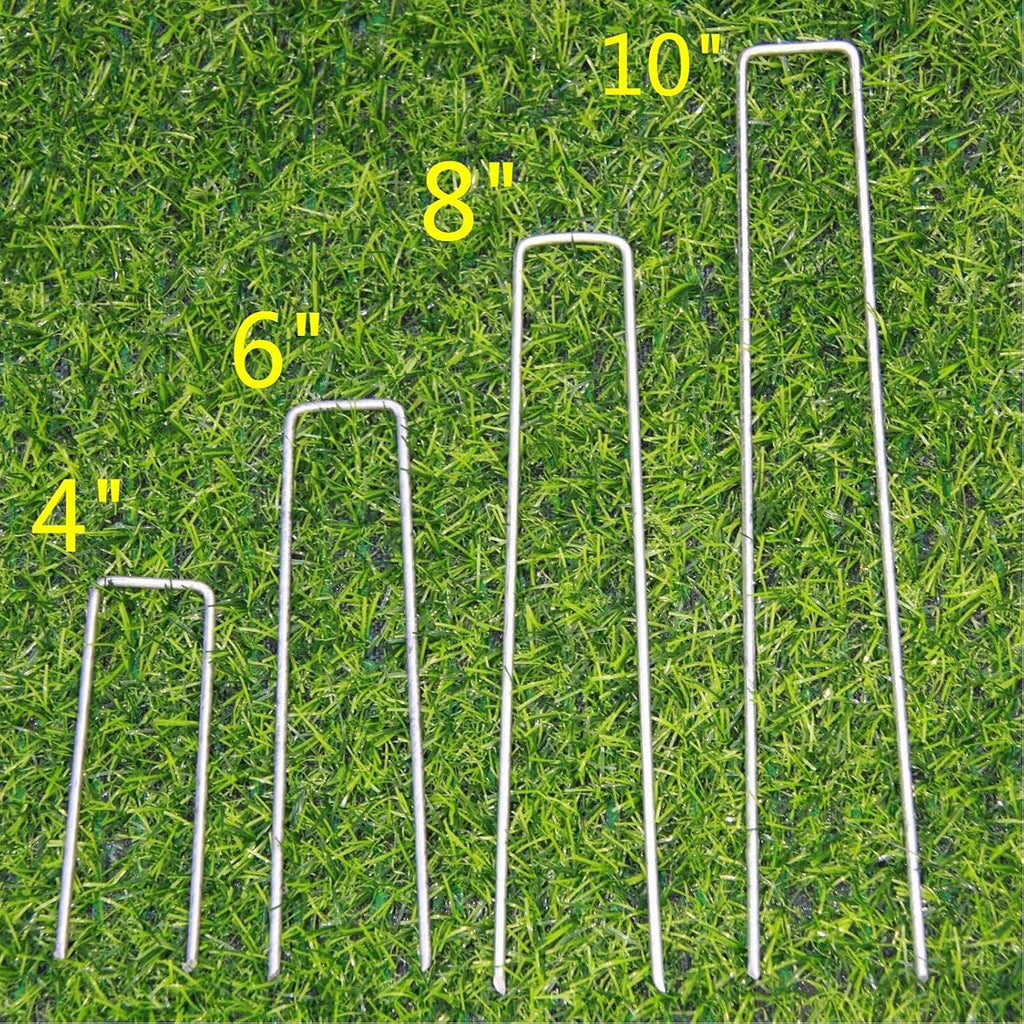200 Pack 8 Inch 11GA(0.12inch) Galvanized Landscape Staples Garden Stakes Fence Netting Pins Ground Spikes Sod Cover
