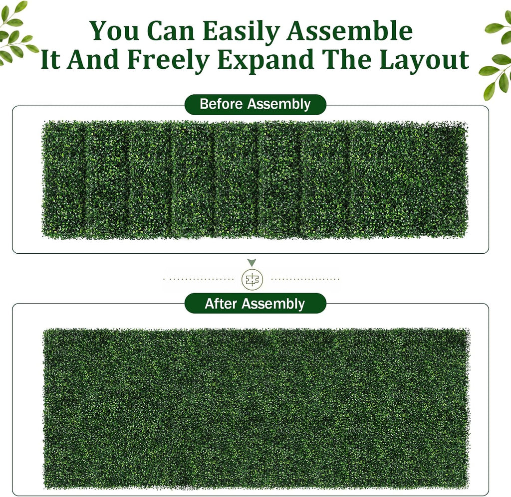 Artificial Grass Wall Panels Backdrop, 10"X10" 12P(8.4 sqft) UV-Anti Faux Greenery Privacy Fence Screen, Artificial