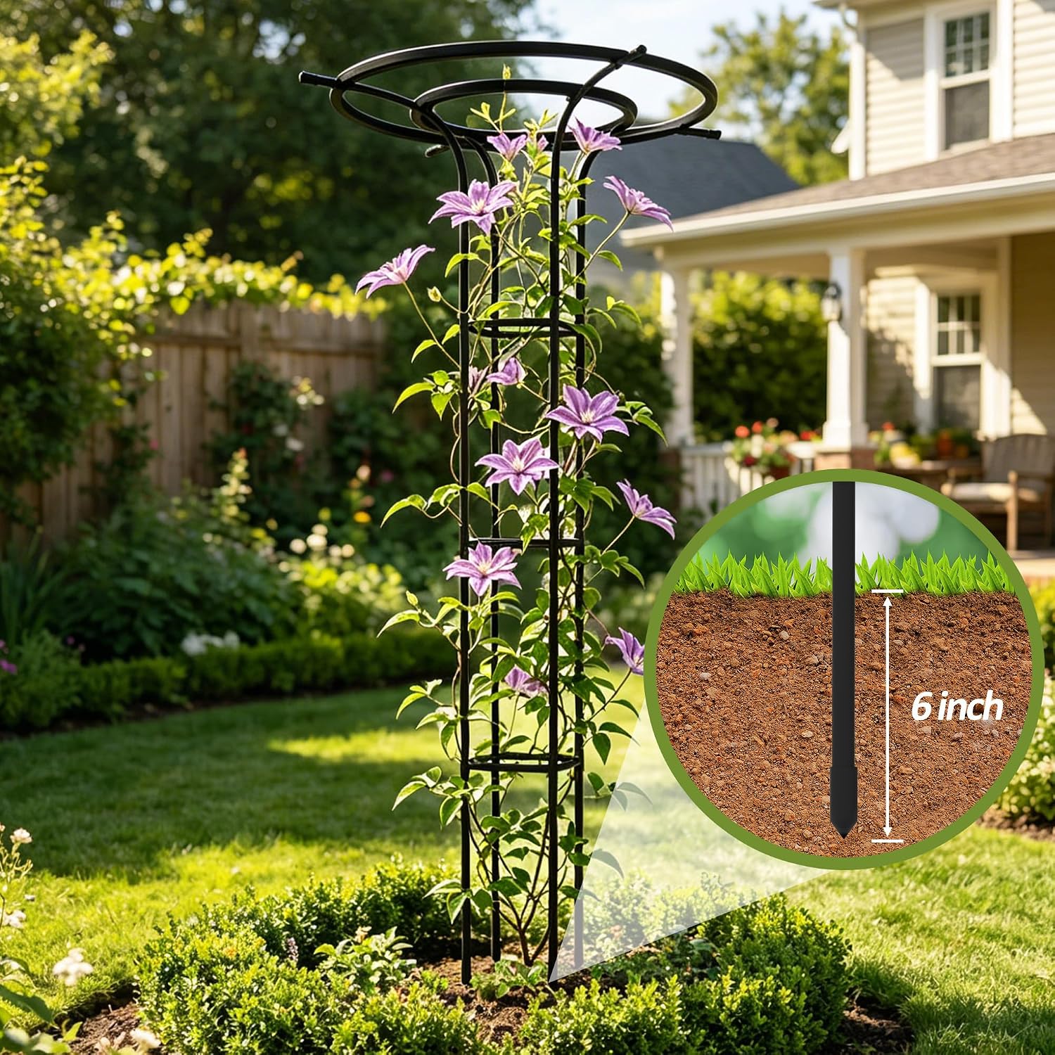 Trellis for Climbing Plants Outdoor - 69" Height-Adjustable Plant Support | Rustproof PE-Coated Steel Pipe, Sturdy