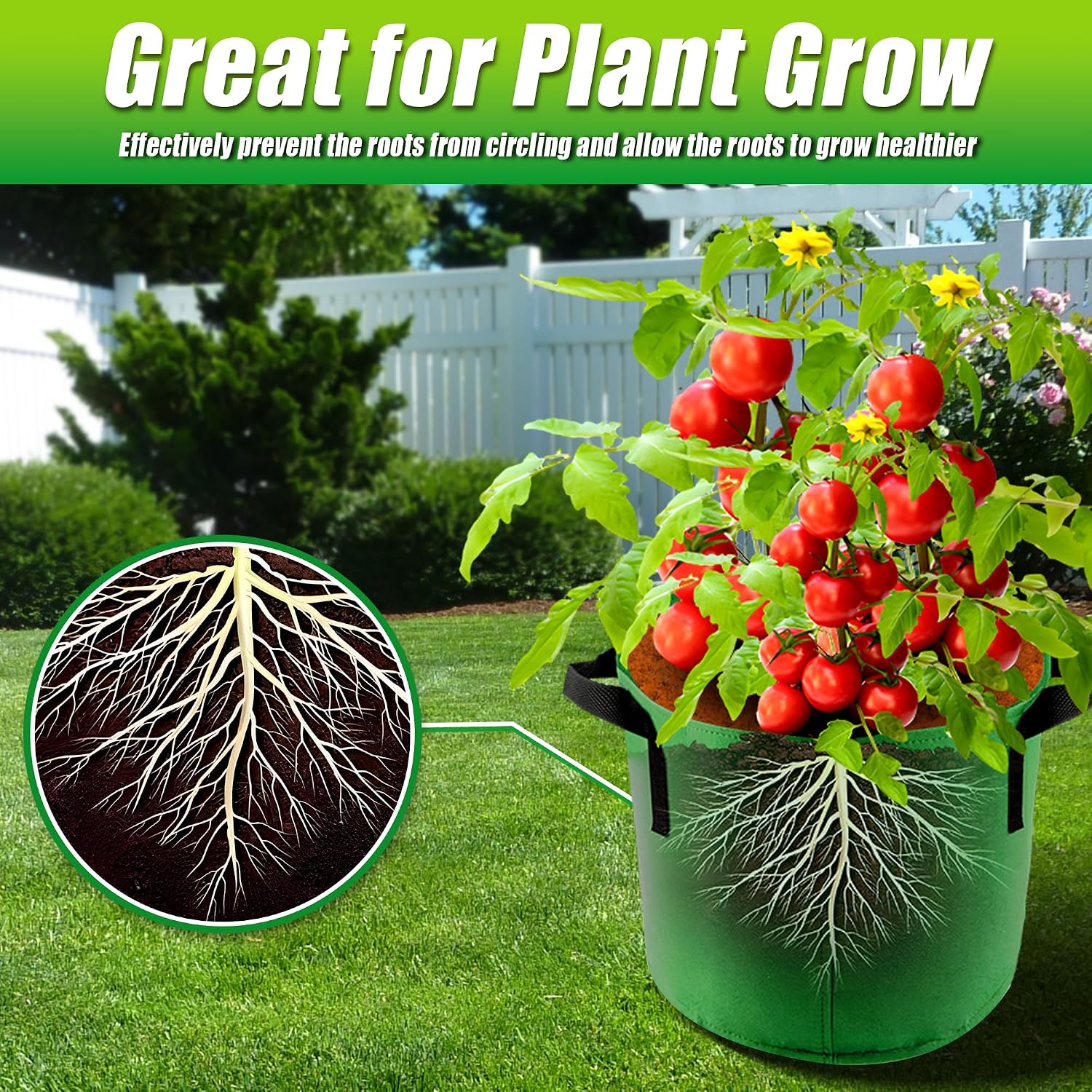 Sinimaka 10 Gallon Grow Bags, 7 Pack Colorful Fabric Plant Pots with Handles for Garden and Outdoor Planting
