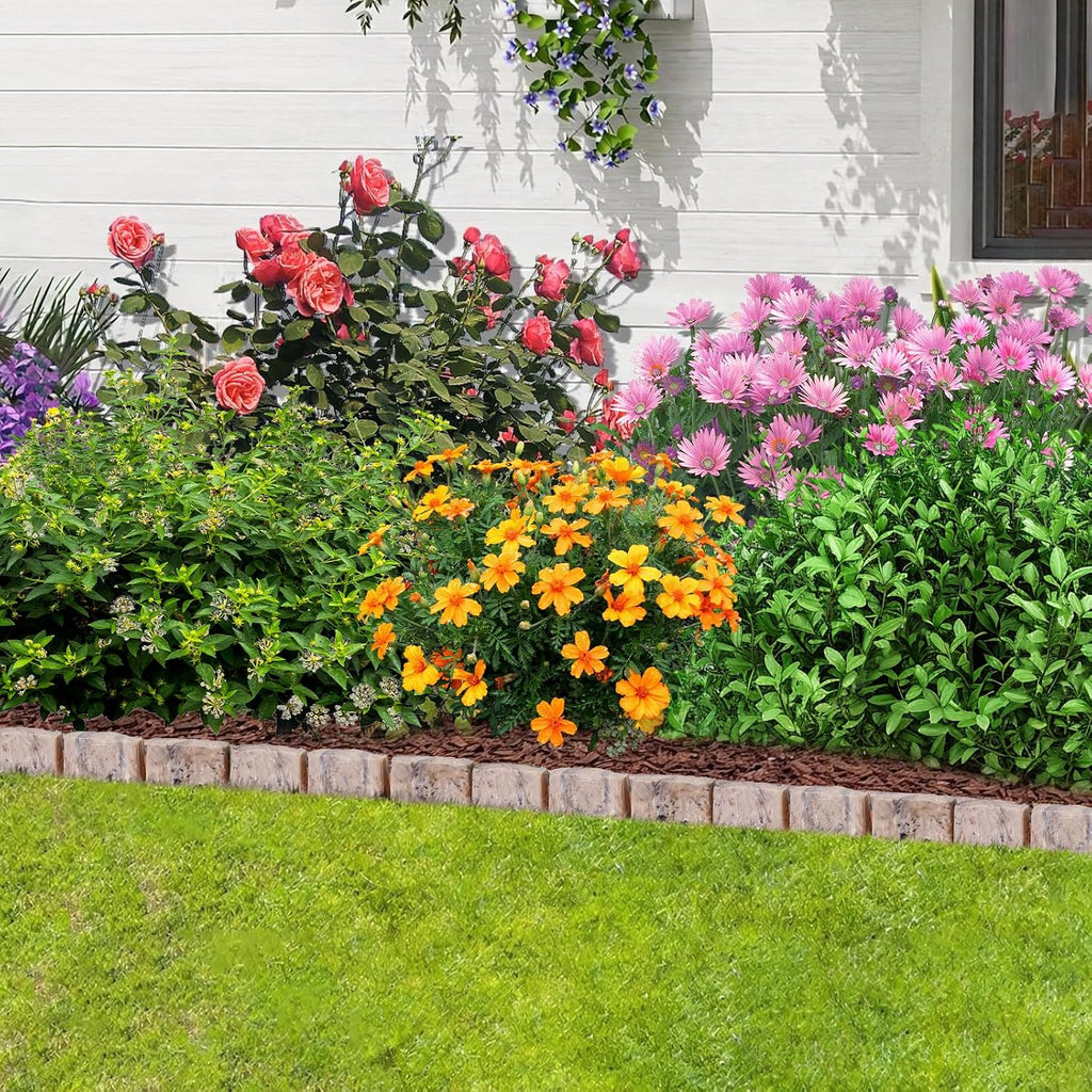 Landscape Edging Garden Edging Border Faux Stone Edging,17FT x 2.75 in Tall | Decorative Stone-Look Garden Border for