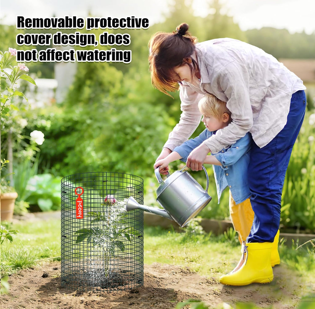 10 Pack Wire Plant Protector with Cover, 16"x12" | Detachable Metal Plant Protectors Mesh, Garden Plant Protectors for