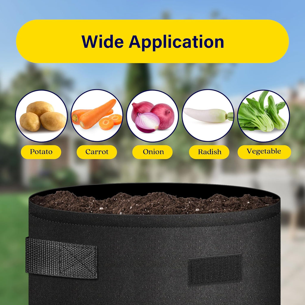 iPower 10-Pack 7-Gallon Potato Grow Bags Thickened Non-Woven Aeration Fabric Container Planter Pots with Handle, Access