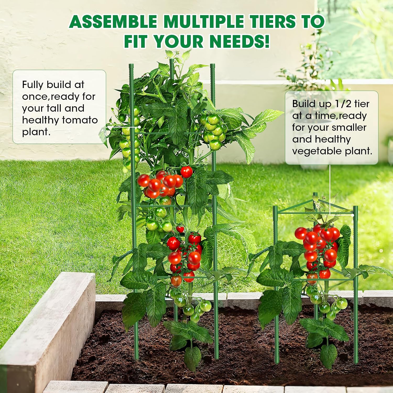 6 Pack Tomato Cages, 51.2in Tomato Plant Support Stakes Heavy-Duty, Garden Tomato Cages & Trellis for Climbing