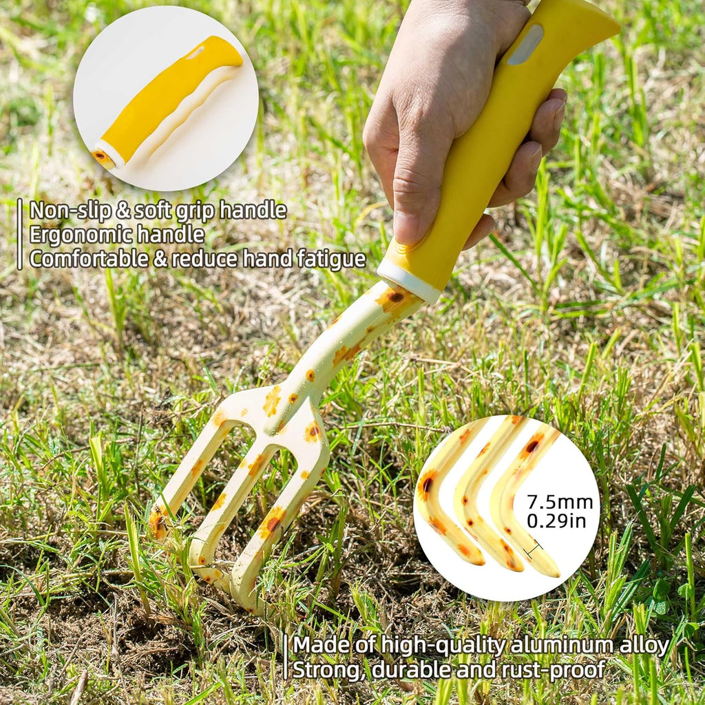 Garden Tool Set with Sunflower Print, Heavy Duty Gardening Hand Tools with Garden Tool Bag,Gardening Gifts for