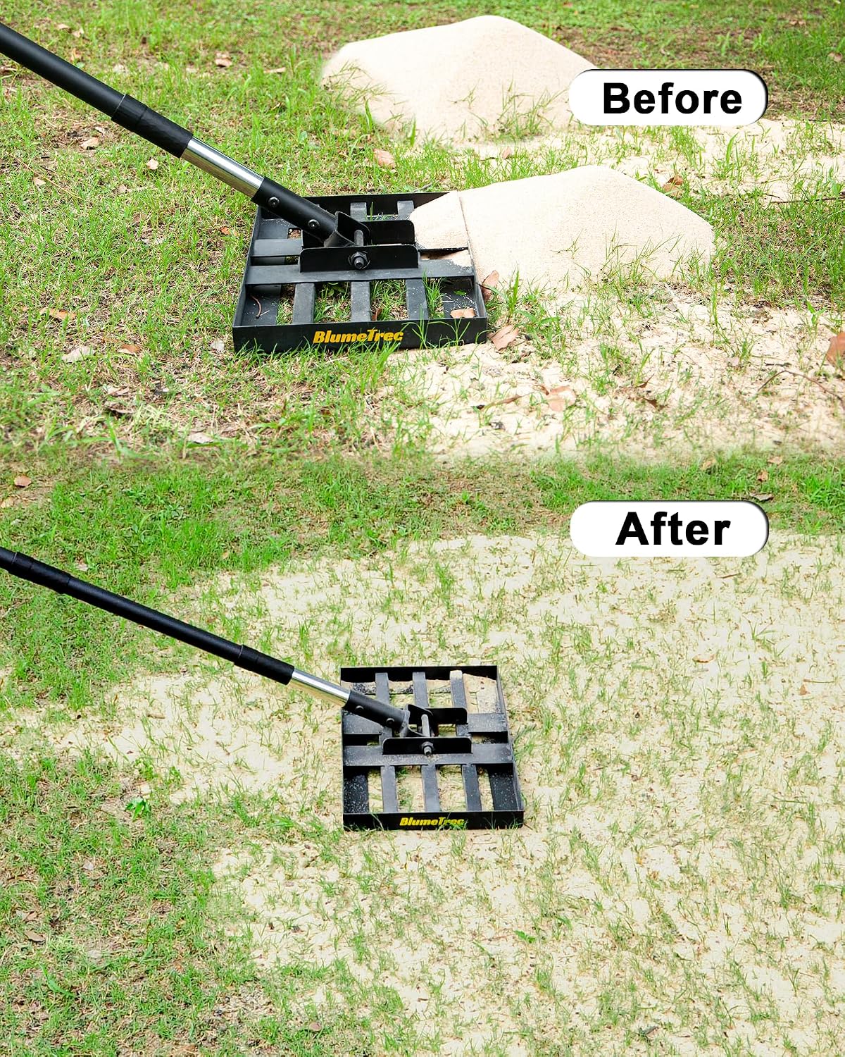 Lawn Leveling Rake, 17"x10" Heavy Duty Sand Leveling Tool with 6.7FT Stainless Steel Long Handle, Golf Rake for Soil
