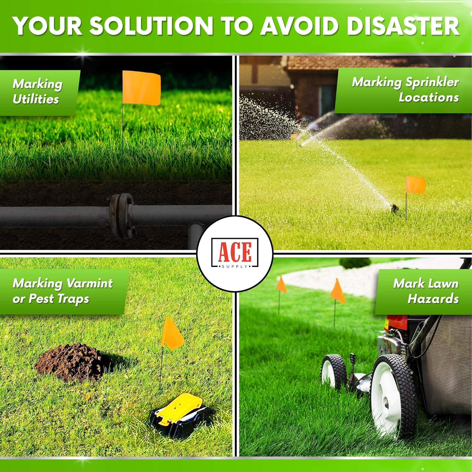 Yellow Marking Flags 100 Pack - 4x5x21 Inch Yellow Flags for Yard - Markers For Lawn, Irrigation, Landscaping, Survey &
