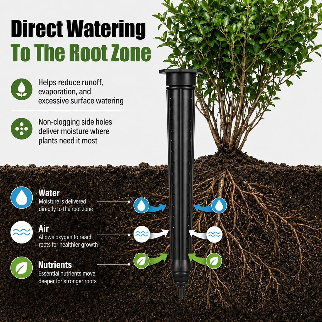 12 Pack Tree Watering Stake Large UV Protected ABS Plastic Deep Root Irrigation Spike for Garden Shrubs Bushes Shrubs