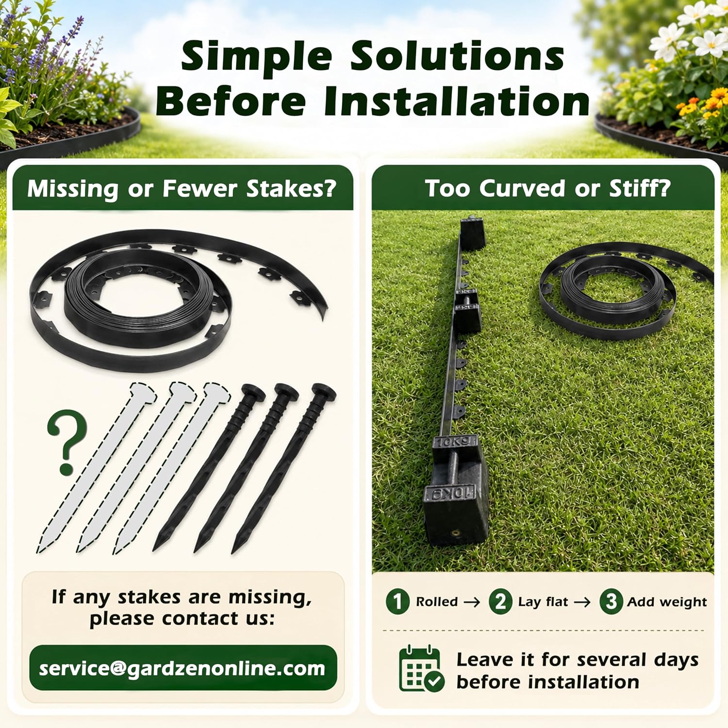 Gardzen 1.5" x40' Landscape Edging Kit with 40 Spikes | Garden Edging Coil for Lawn Borders and Landscape Projects