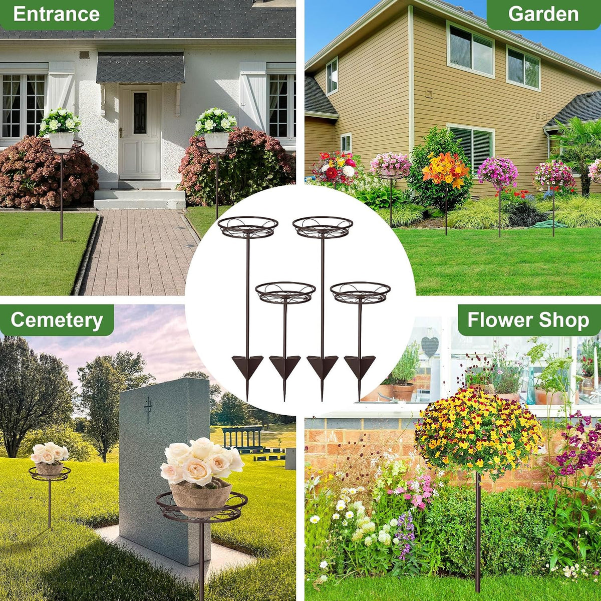 Tellingyou 2 Pack Adjustable Outdoor Flower Pot Stand, Plant Stands(Brown) | Metal, Spring Summer Versatile Plant