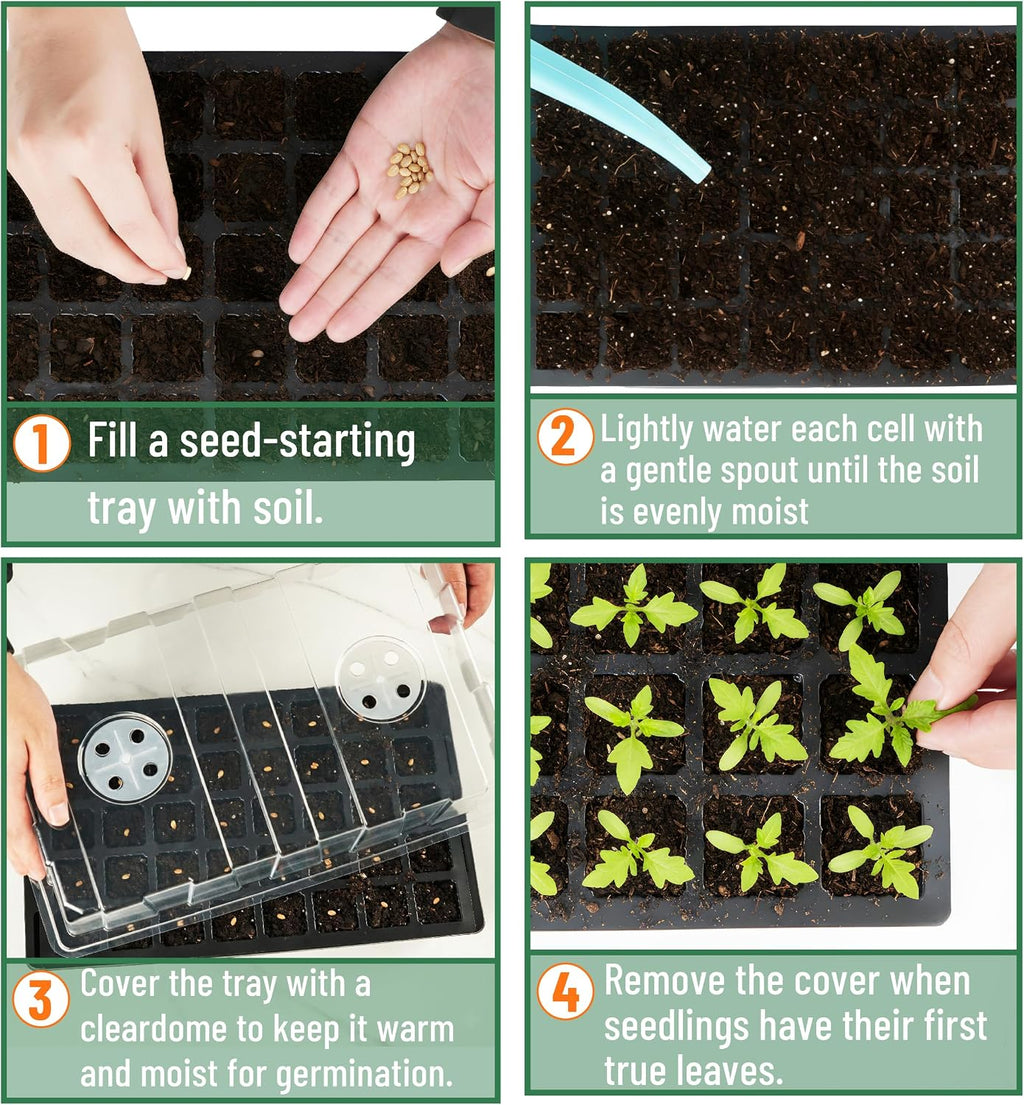 Mr. Pen- Seed Starter Tray Kits, 10 Pack, Total 400 Cells | Durable Plant Germination Trays with Humidity Vented Domes