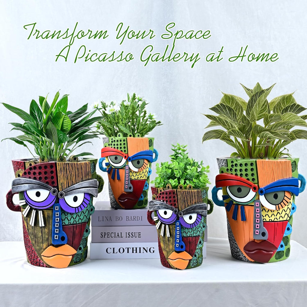 Midogaigai Abstract Face Planter Pots for Indoor Plants & Flowers Deco Gift | Funny Planter,Colorful Resin Flower Pots