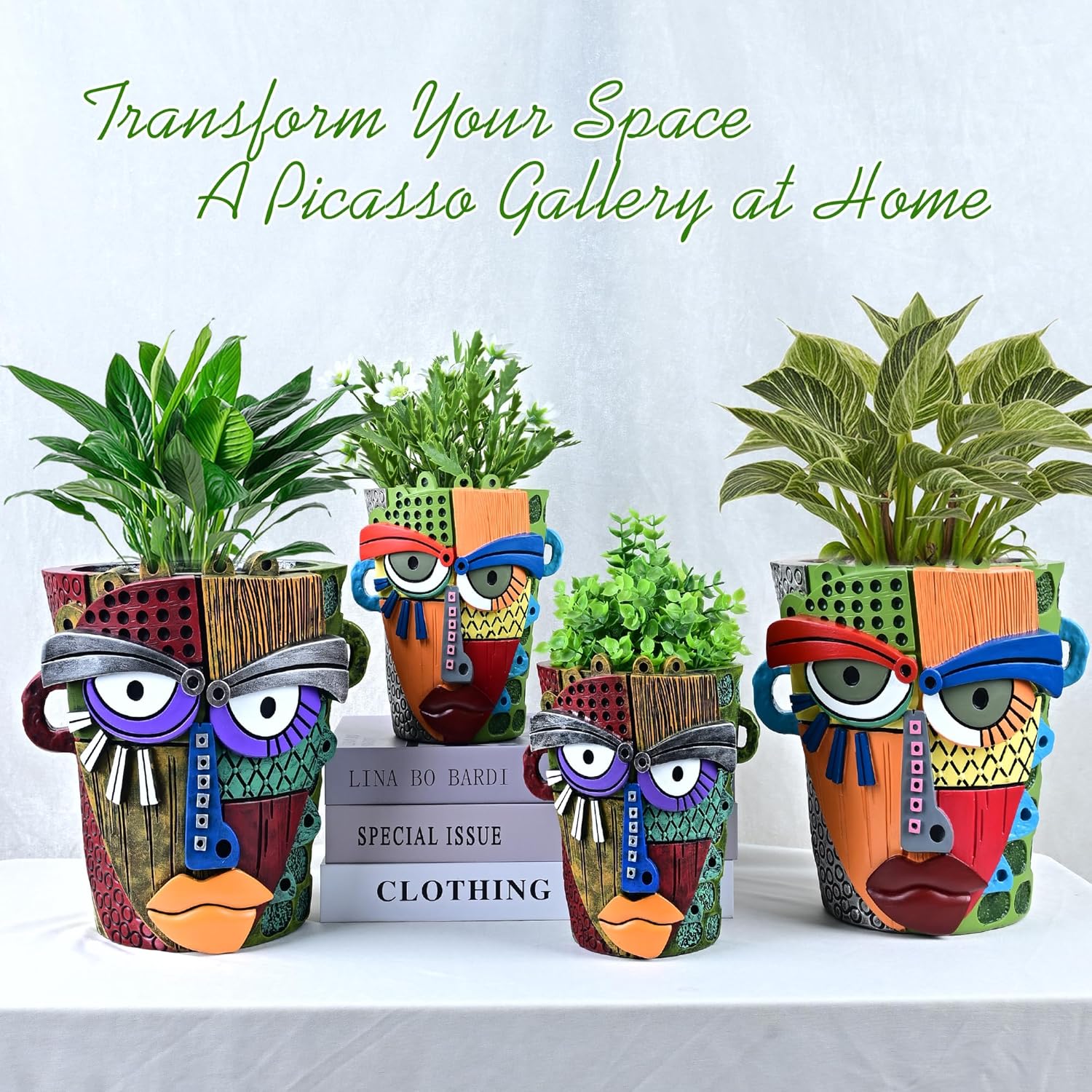 Midogaigai Abstract Face Planter Pots for Indoor Plants & Flowers Deco Gift | Funny Planter,Colorful Resin Flower Pots