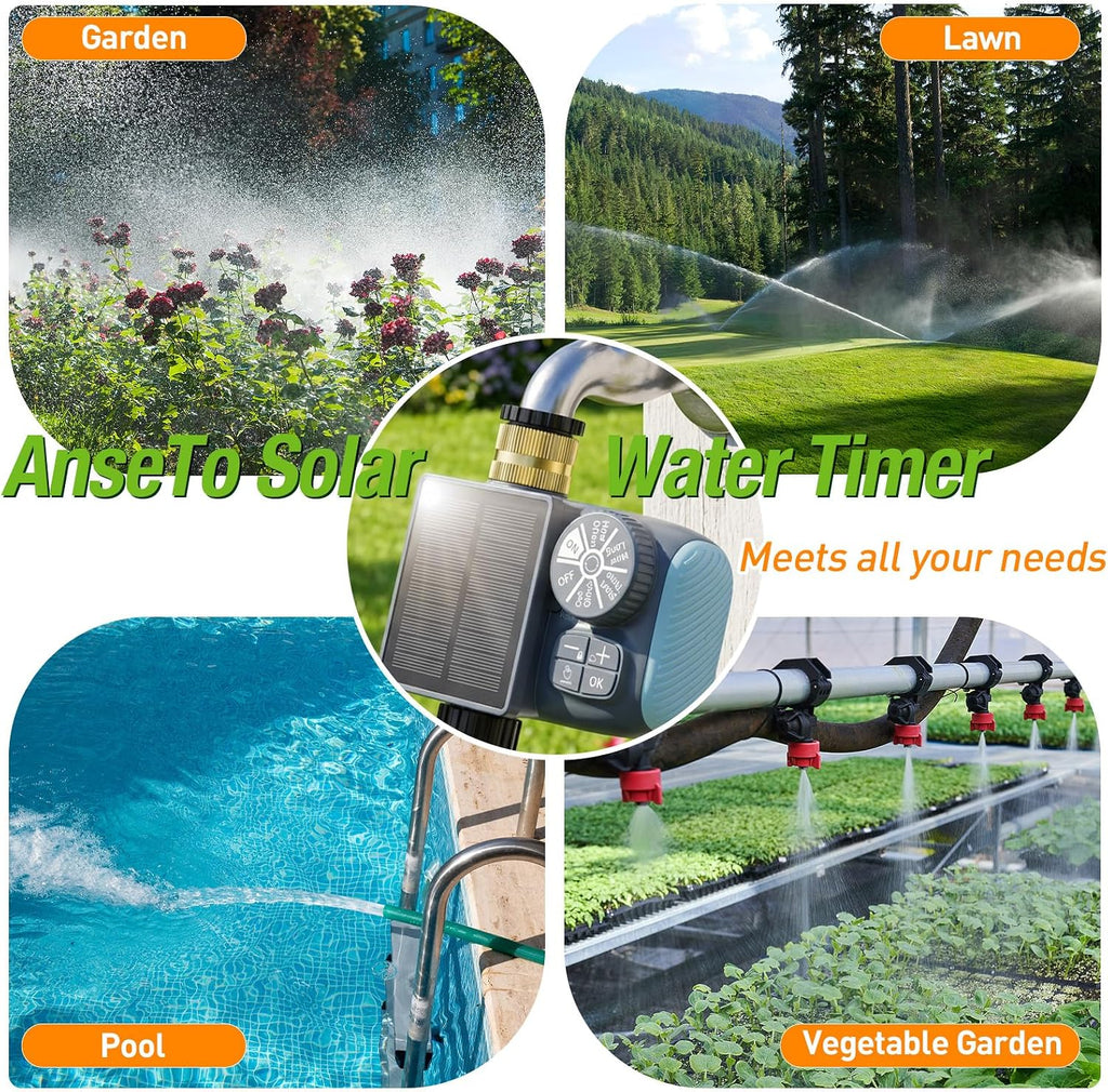 Solar Type-C Rechargeable Sprinkler Water Timer for Garden Hose Lawn | Programmable Intelligent Automatic Faucet System