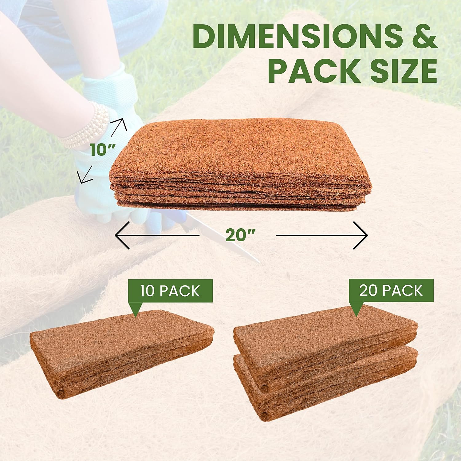 Envelor Coco Coir Fiber Grow Mat for Microgreens 10 x 20 Inches Coconut Coir Seed Starter Liner for Growing Trays