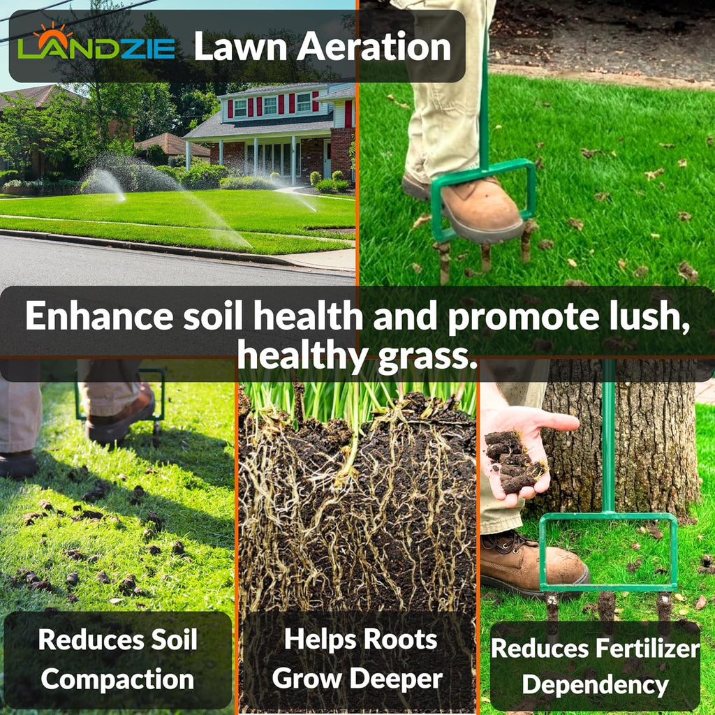 The Original Hollow Tine Lawn Aerator Tool - 42 Inch Core Aerator and Grass Aeration Tool Lawn Tools - Stainless Steel