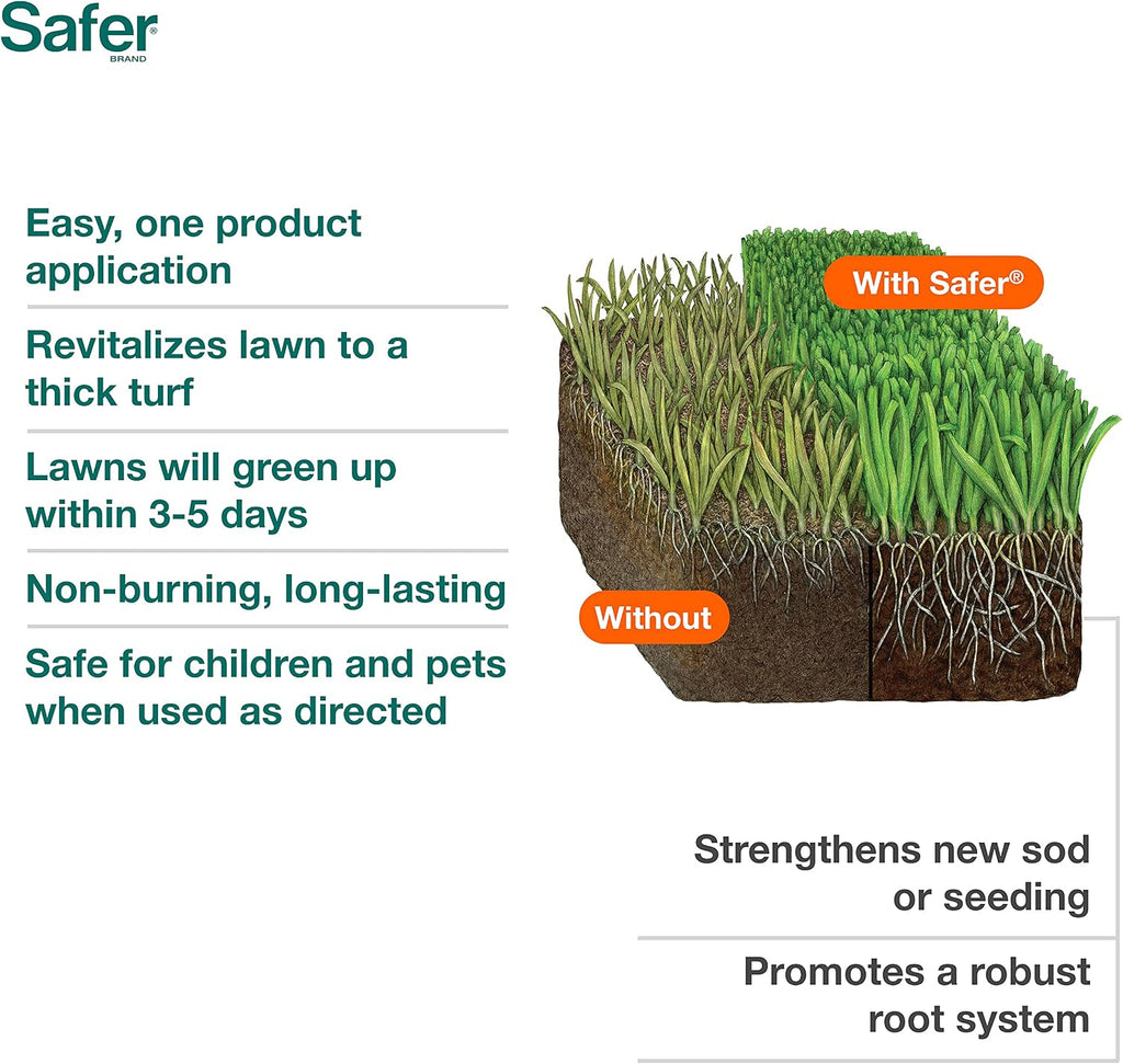 Safer Brand Lawn Restore Natural Lawn Fertilizer - 9335SR - Non-Burning Fertilizer - 9-0-2 NPK - Use for Healthy Grass