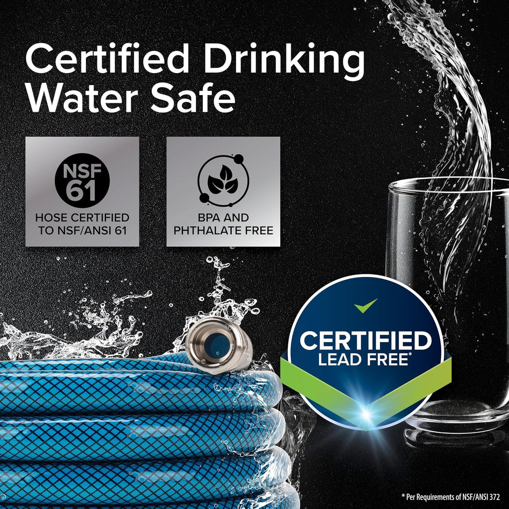 Camco TastePURE 50-Foot Premium Drinking Water Hose | Features a Heavy-Duty Reinforced PVC Construction, Machined