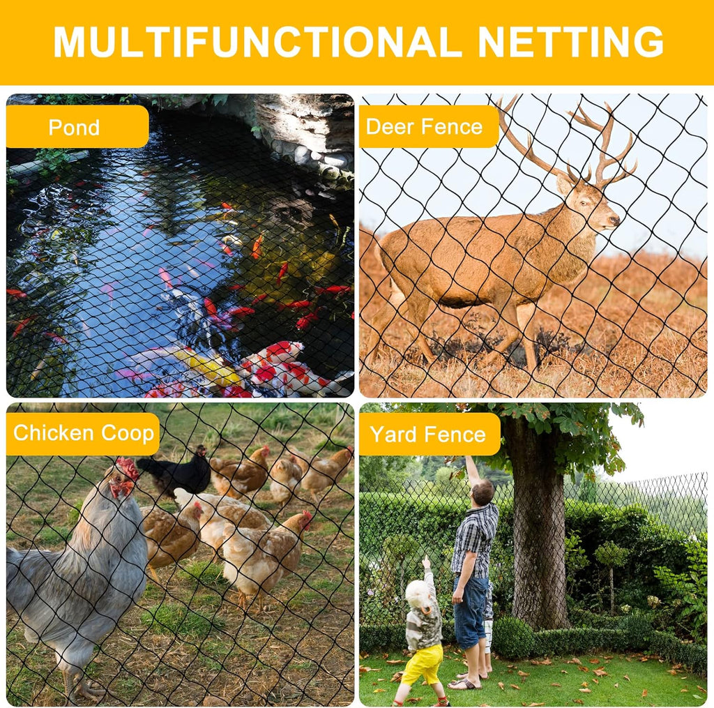 Bird Net 25'x50' with 1" Mesh Nylon Bird Netting for Garden, Poultry Netting Heavy Duty Aviary Netting Chicken Coop